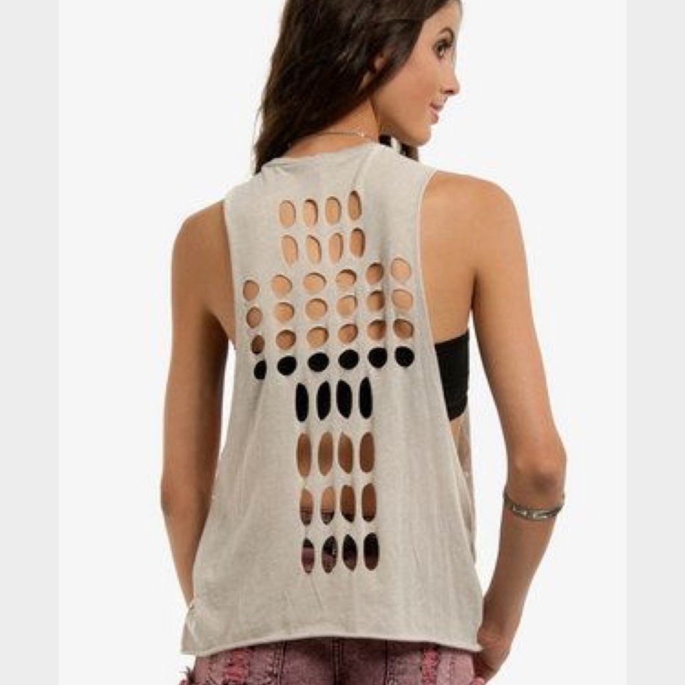 Tobi slash cross tank top